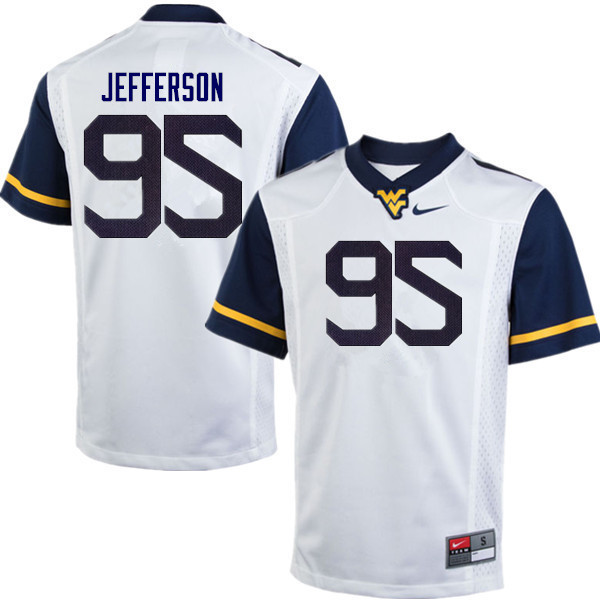 NCAA Men's Jordan Jefferson West Virginia Mountaineers White #95 Nike Stitched Football College Authentic Jersey CF23A32UU